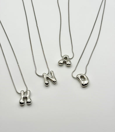 18K Gold Dipped Bubble Monogram Initial Pendant Necklace