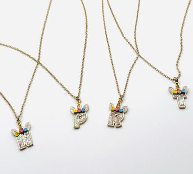 Unicorn Monogram Pendant Kids Necklace