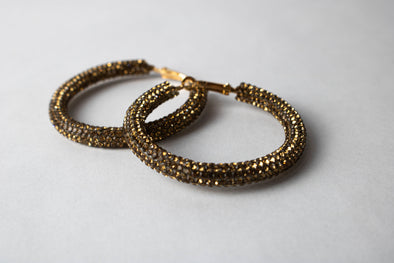 Gold Diamond Pave Hoop Earrings